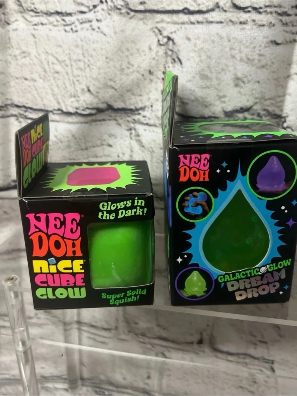 RARE FIND! Glow in the Dark NeeDoh Nice Cube Glow + Galatic Glow DreamDrop